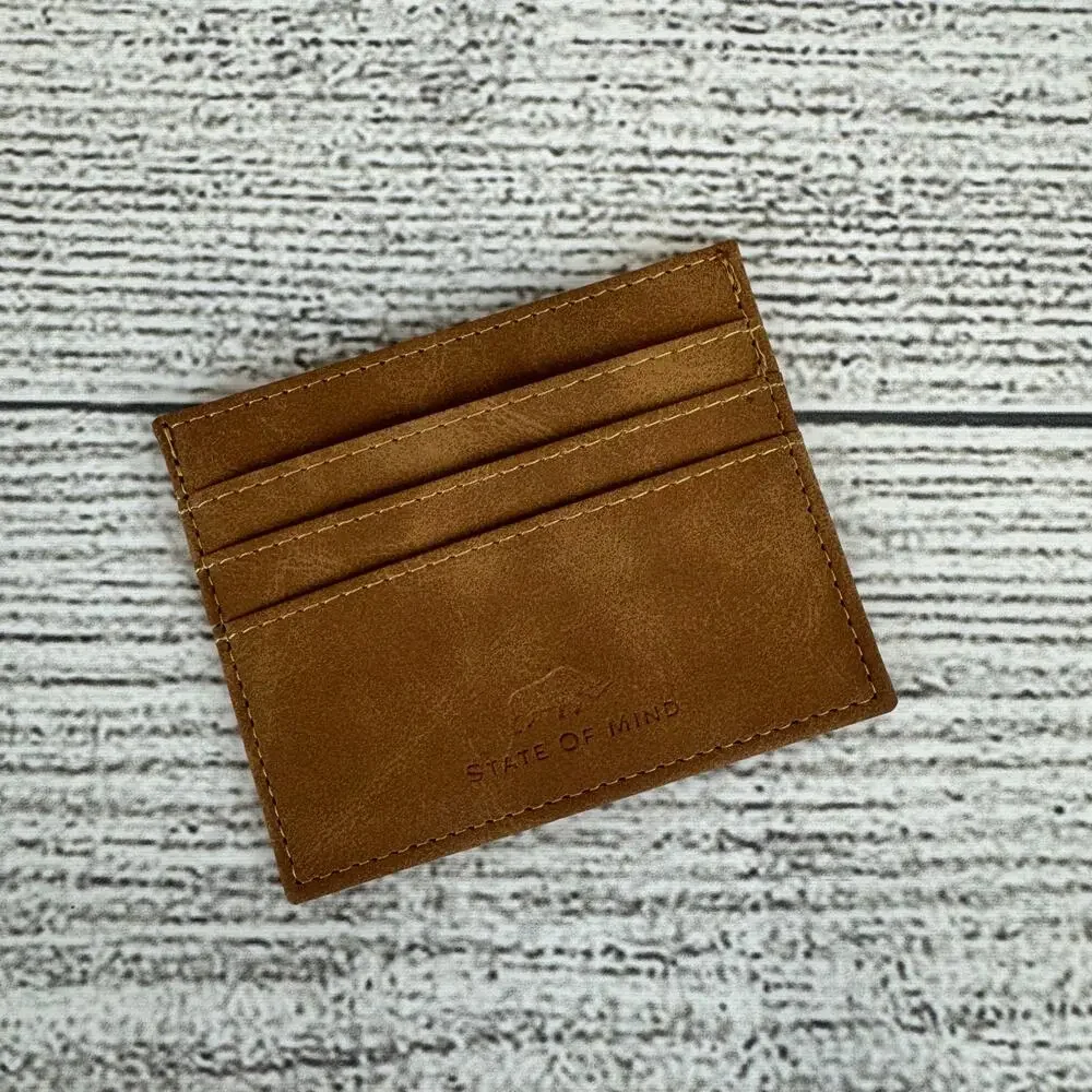 State Of Mind Men's Brown Vegan Leather Card Holder Wallet